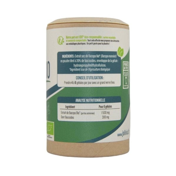 Bacopa Bio - 200 gélules végétales de 250 mg